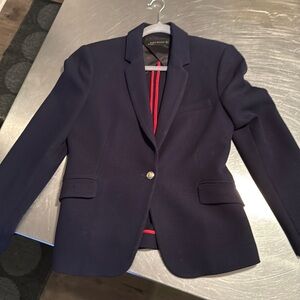 Zara Navy Blue Waffle/Knit Fitted Blazer Size Large